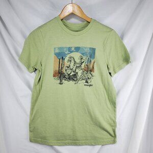 Wrangler Men's Green T-Shirt Short Sleeve Graphic Print Size Small (C-5)